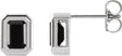 Platinum Natural Black Onyx Emerald Solitaire Earrings