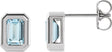Platinum Natural Sky Blue Topaz Emerald Solitaire Earrings