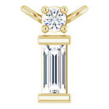 14K Gold Straight Baguette Natural Diamond Baguette Bar Necklace – up to 0.05 CTW - Yellow Gold