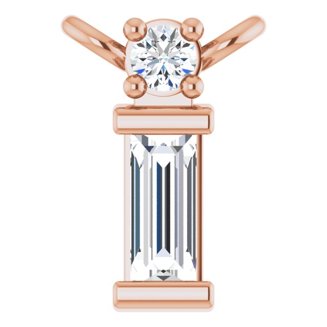 14K Gold Straight Baguette Natural Diamond Baguette Bar Necklace – up to 0.05 CTW - Rose Gold