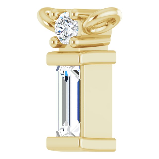 14K Gold Straight Baguette Natural Diamond Baguette Bar Necklace – up to 0.05 CTW - Yellow Gold - view 2