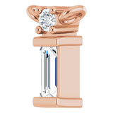14K Gold Straight Baguette Natural Diamond Baguette Bar Necklace – up to 0.05 CTW - Rose Gold - view 2
