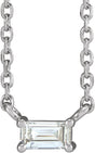 Platinum Straight Baguette Natural Diamond Solitaire Necklace