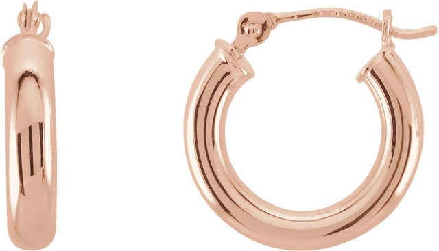 14K Gold Tube Hoop Earrings II - Rose Gold