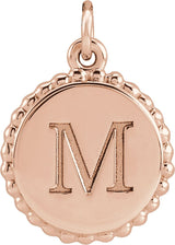 14K Gold Engravable Beaded Disc Necklace or Pendant - Rose Gold - view 4