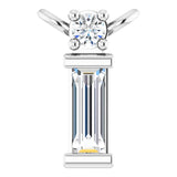 14K Gold Straight Baguette Lab-Grown Diamond Baguette Bar Necklace – up to 0.05 CTW - White Gold