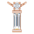 14K Gold Straight Baguette Lab-Grown Diamond Baguette Bar Necklace – up to 0.05 CTW - Rose Gold