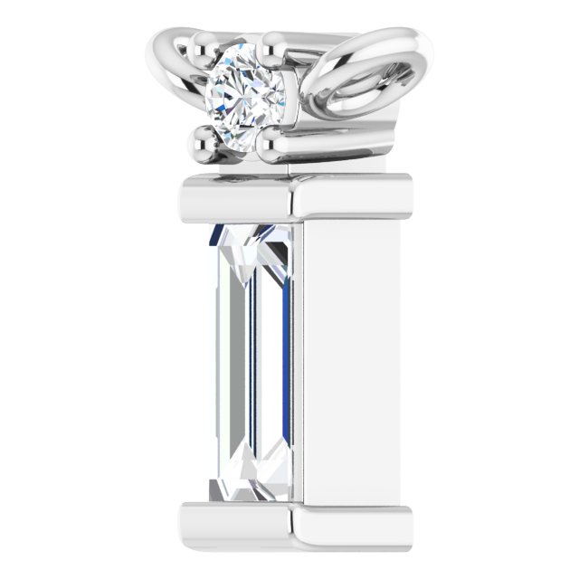 Platinum Straight Baguette Natural Diamond Baguette Bar Necklace – up to 0.05 CTW - view 2