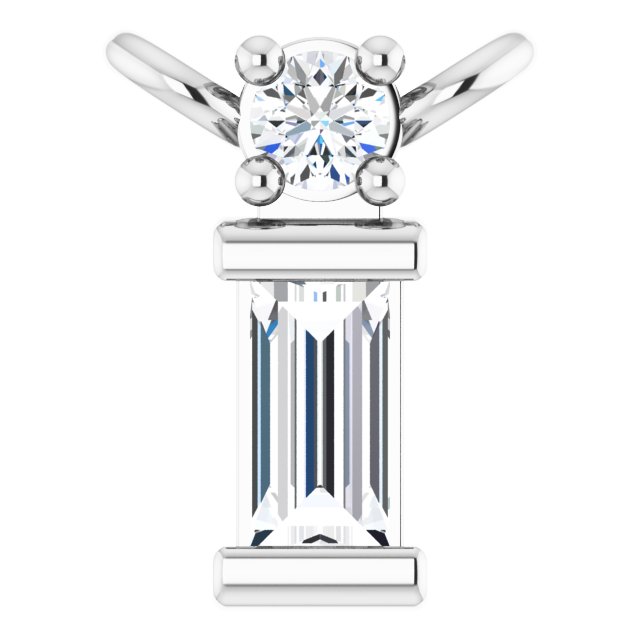 Platinum Straight Baguette Natural Diamond Baguette Bar Necklace – up to 0.05 CTW