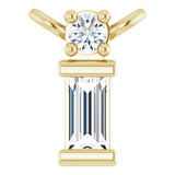 14K Gold Straight Baguette Natural Diamond Baguette Bar Necklace – up to 0.05 CTW - Yellow Gold