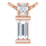 14K Gold Straight Baguette Natural Diamond Baguette Bar Necklace – up to 0.05 CTW - Rose Gold