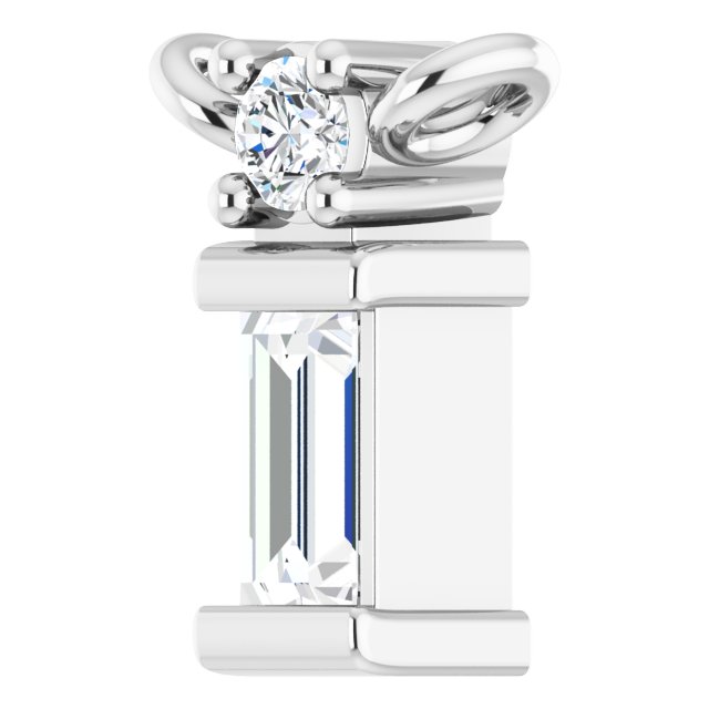 Platinum Straight Baguette Natural Diamond Baguette Bar Necklace – up to 0.05 CTW - view 2