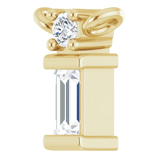 14K Gold Straight Baguette Natural Diamond Baguette Bar Necklace – up to 0.05 CTW - Yellow Gold - view 2