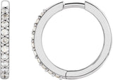 14K Gold Round Natural Diamond Accented Huggie Earrings – 1.3-2mm Stones - White Gold
