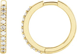 14K Gold Round Natural Diamond Accented Huggie Earrings – 1.3-2mm Stones - Yellow Gold