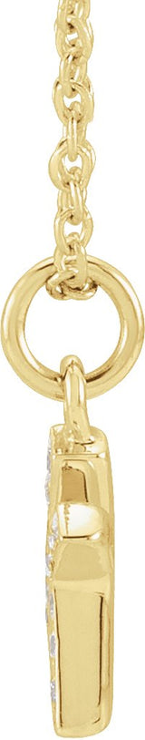14K Gold Round Natural Diamond Petite Initial Necklace - Yellow Gold - view 2
