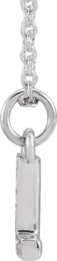 14K Gold Round Natural Diamond Petite Initial Necklace - White Gold - view 2