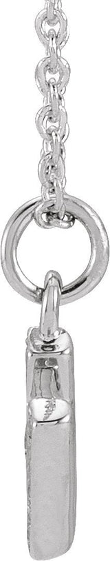 14K Gold Round Natural Diamond Petite Initial Necklace - White Gold - view 2