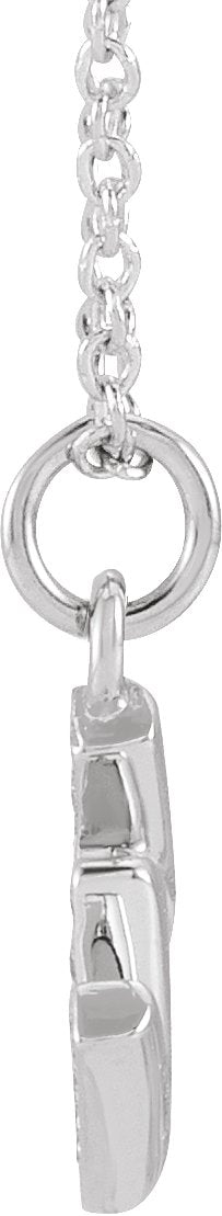 14K Gold Round Natural Diamond Petite Initial Necklace - White Gold - view 2