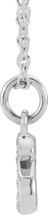 14K Gold Round Natural Diamond Petite Initial Necklace - White Gold - view 2