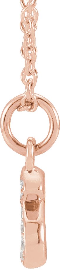 14K Gold Round Natural Diamond Petite Initial Necklace - Rose Gold - view 2