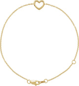 14K Gold Heart Bracelet – 12.1x8mm - Yellow Gold