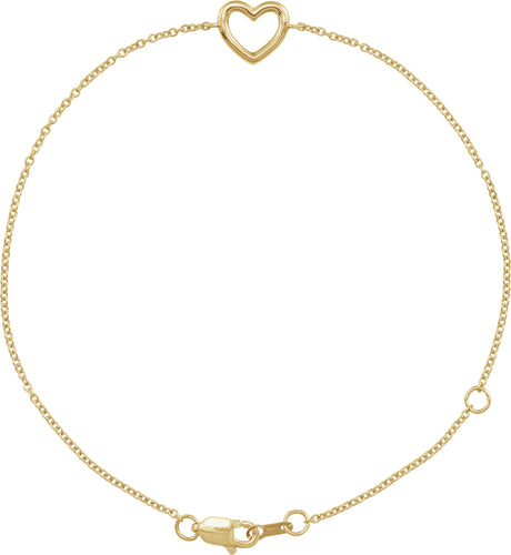 14K Gold Heart Bracelet – 12.1x8mm - Yellow Gold
