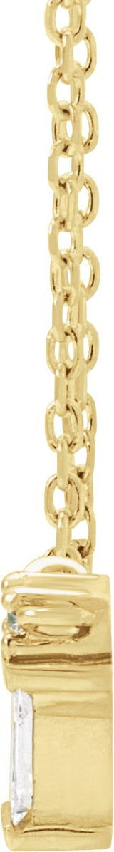 14K Gold Straight Baguette Natural Diamond Baguette Bar Necklace – up to 0.05 CTW - Yellow Gold - view 2
