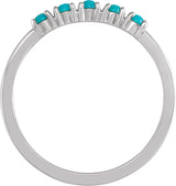 14K Gold Natural Turquoise Cabochon Stackable Ring - White Gold - view 2