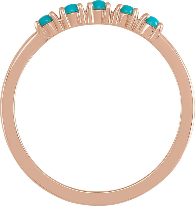 14K Gold Natural Turquoise Cabochon Stackable Ring - Rose Gold - view 2