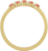 14K Gold Natural Pink Coral Cabochon Stackable Ring - Yellow Gold - view 2