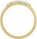 14K Gold Natural White Opal Cabochon Stackable Ring - Yellow Gold - view 2