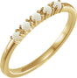 14K Gold Natural White Opal Cabochon Stackable Ring - Yellow Gold
