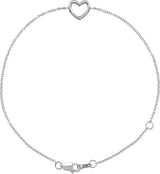 14K Gold Heart Bracelet – 12.1x8mm - White Gold