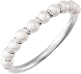 14K Gold Cultured White Freshwater Pearl Freshwater Pearl Ring – 3 mm - White Gold