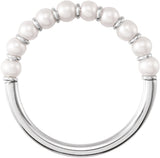 14K Gold Cultured White Freshwater Pearl Freshwater Pearl Ring – 3 mm - White Gold - view 2