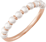 14K Gold Cultured White Freshwater Pearl Freshwater Pearl Ring – 3 mm - Rose Gold