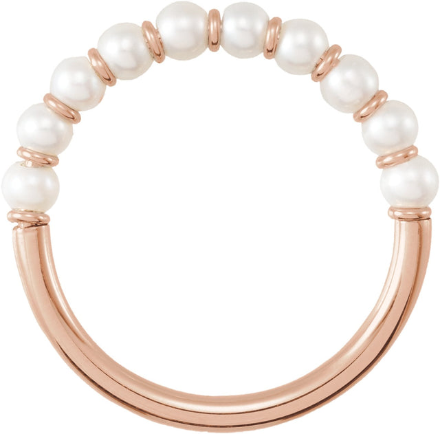 14K Gold Cultured White Freshwater Pearl Freshwater Pearl Ring – 3 mm - Rose Gold - view 2