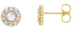 14K Gold Round Natural White Opal Rose-Cut Halo-Style Earrings - Rose Gold