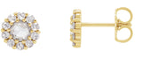 14K Gold Round Natural Diamond Rose-Cut Halo-Style Earrings - Yellow Gold