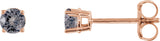 14K Gold Natural Gray Spinel Round 4-Prong Lightweight Stud Earrings - Rose Gold