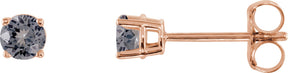 14K Gold Natural Gray Spinel Round 4-Prong Lightweight Stud Earrings - Rose Gold