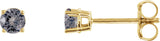 14K Gold Natural Gray Spinel Round 4-Prong Lightweight Stud Earrings - Yellow Gold