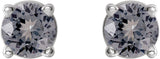 14K Gold Natural Gray Spinel Round 4-Prong Lightweight Stud Earrings - White Gold - view 2