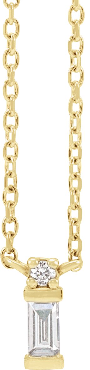 14K Gold Straight Baguette Natural Diamond Baguette Bar Necklace – up to 0.05 CTW - Yellow Gold