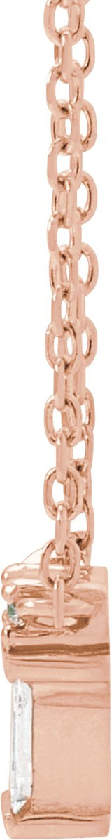 14K Gold Straight Baguette Natural Diamond Baguette Bar Necklace – up to 0.05 CTW - Rose Gold - view 2