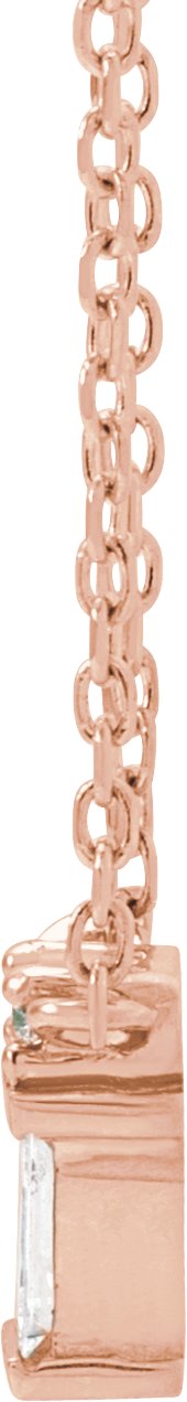14K Gold Straight Baguette Natural Diamond Baguette Bar Necklace – up to 0.05 CTW - Rose Gold - view 2