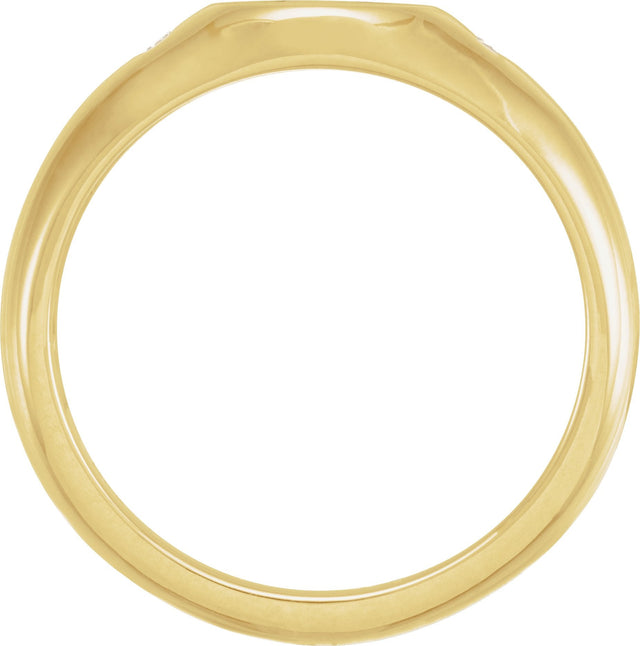 Men's 14K Gold Natural Diamond Round Signet Ring – 06 CTW - Yellow Gold - view 2