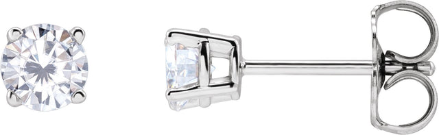 Platinum Lab-Grown Moissanite Round 4-Prong Lightweight Stud Earrings