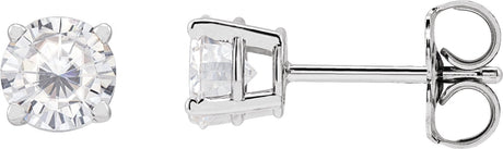 Platinum Lab-Grown Moissanite Round 4-Prong Lightweight Stud Earrings